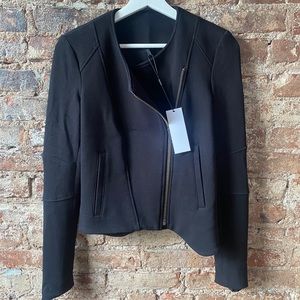 Helmut Lang Black Gala Knit Cropped Motorcycle Jacket Small